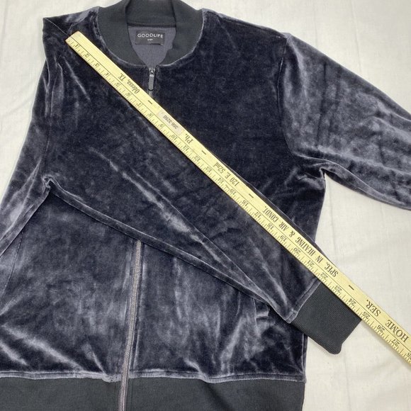 NWT Goodlife Charcoal Black Velour Full Zip Sweat Track Jacket Large Loungewear - Picture 5 of 12